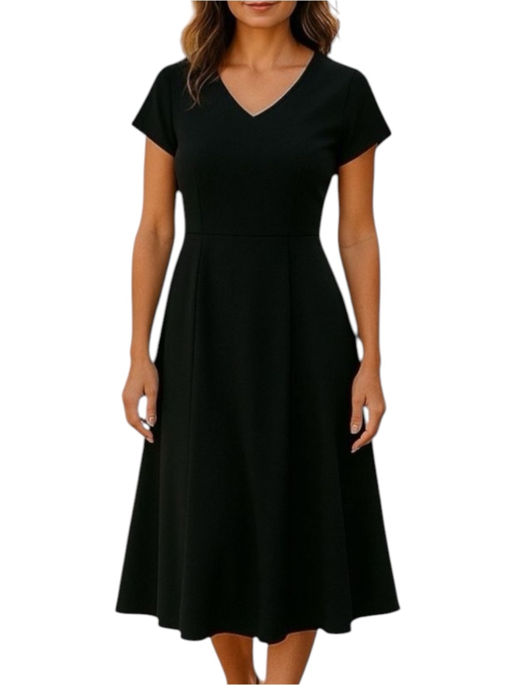 Isaac Mizrahi‎ Black Midi Short Sleeve Neutral Casual Dress NWOT Size S